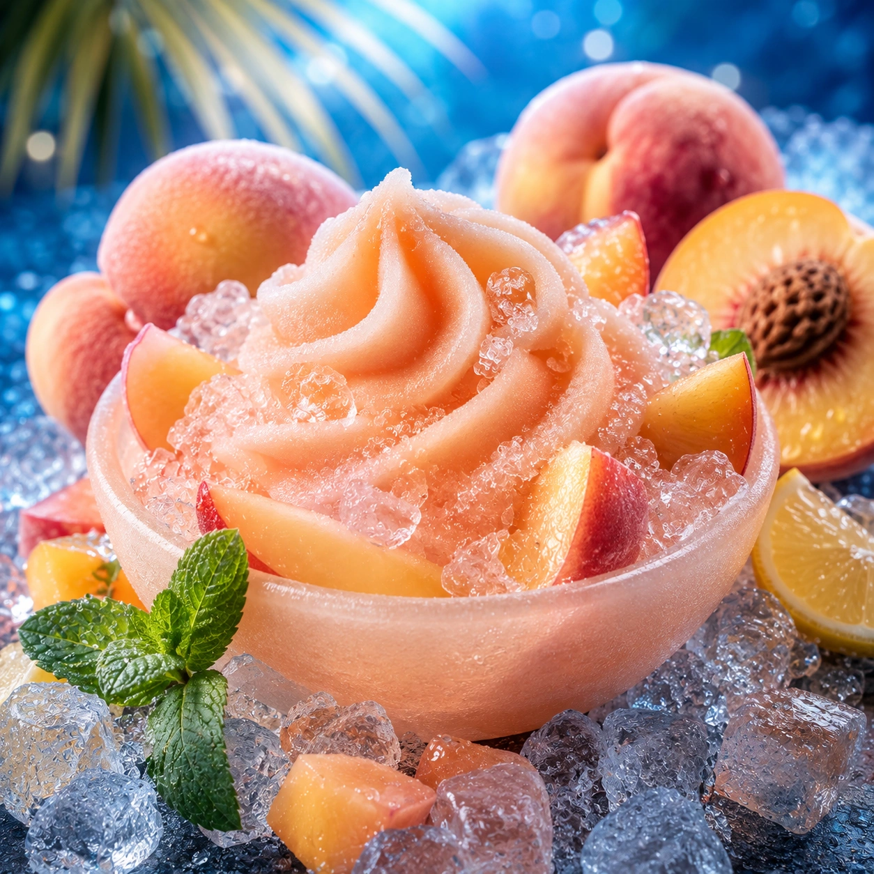 Frozen Paradise — Peach on ice, paradise found.